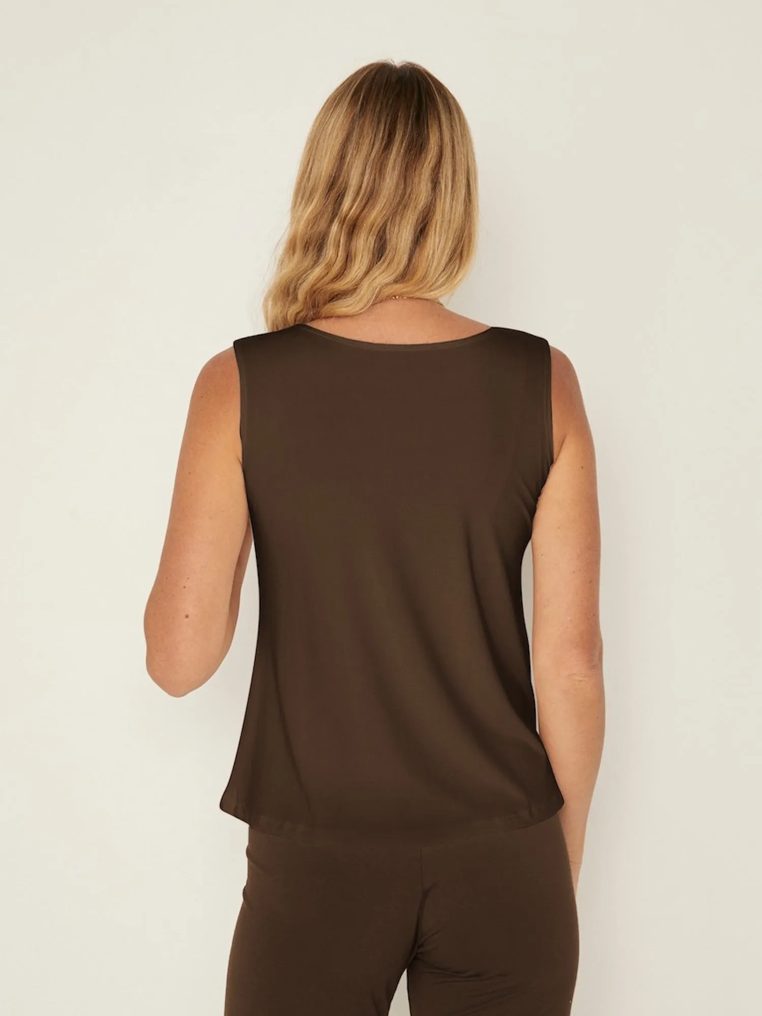 Bamboo Boat Neck Singlet - Cocoa