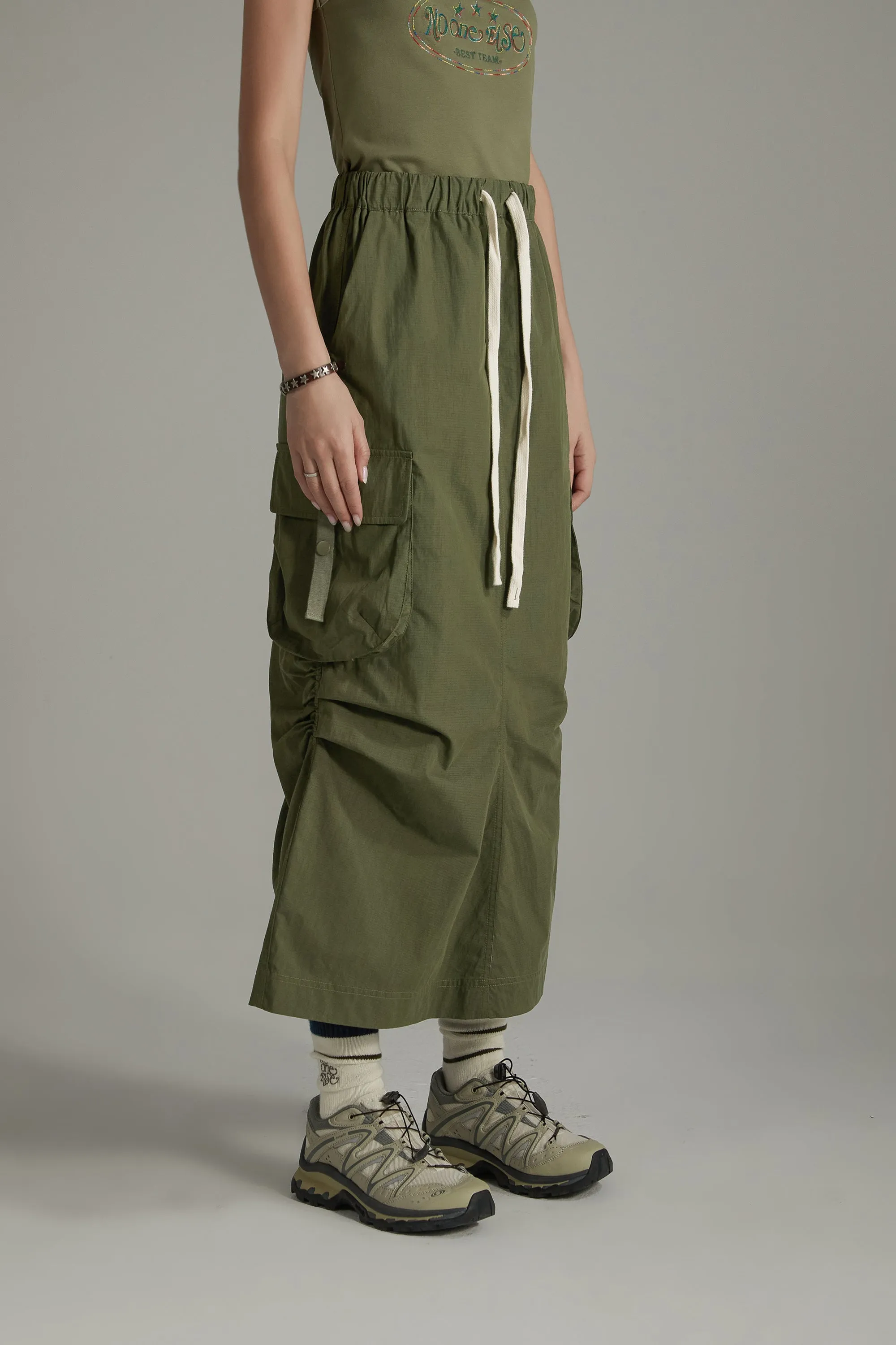 Banded Cargo Maxi Skirt