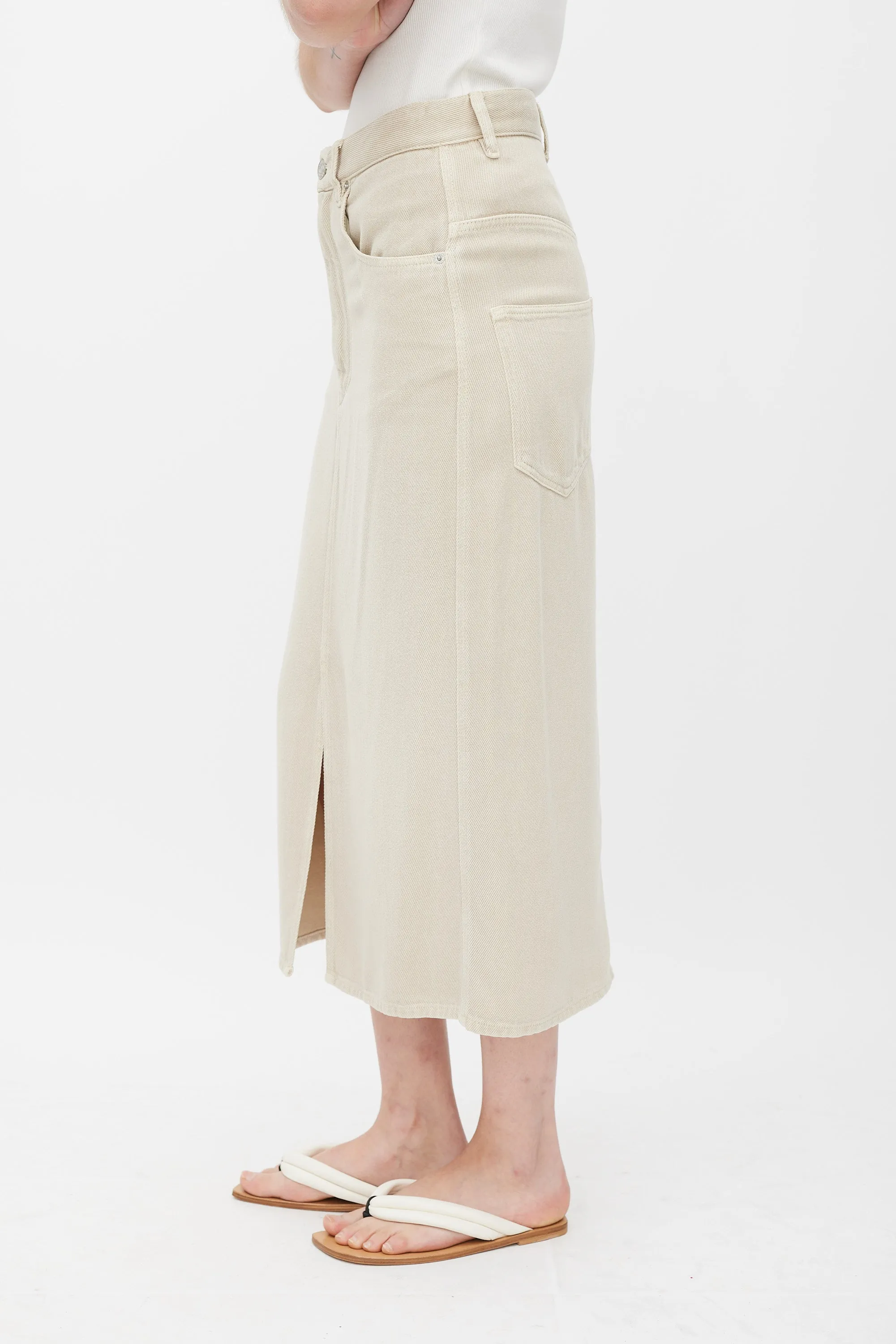 Beige Slit Maxi Skirt