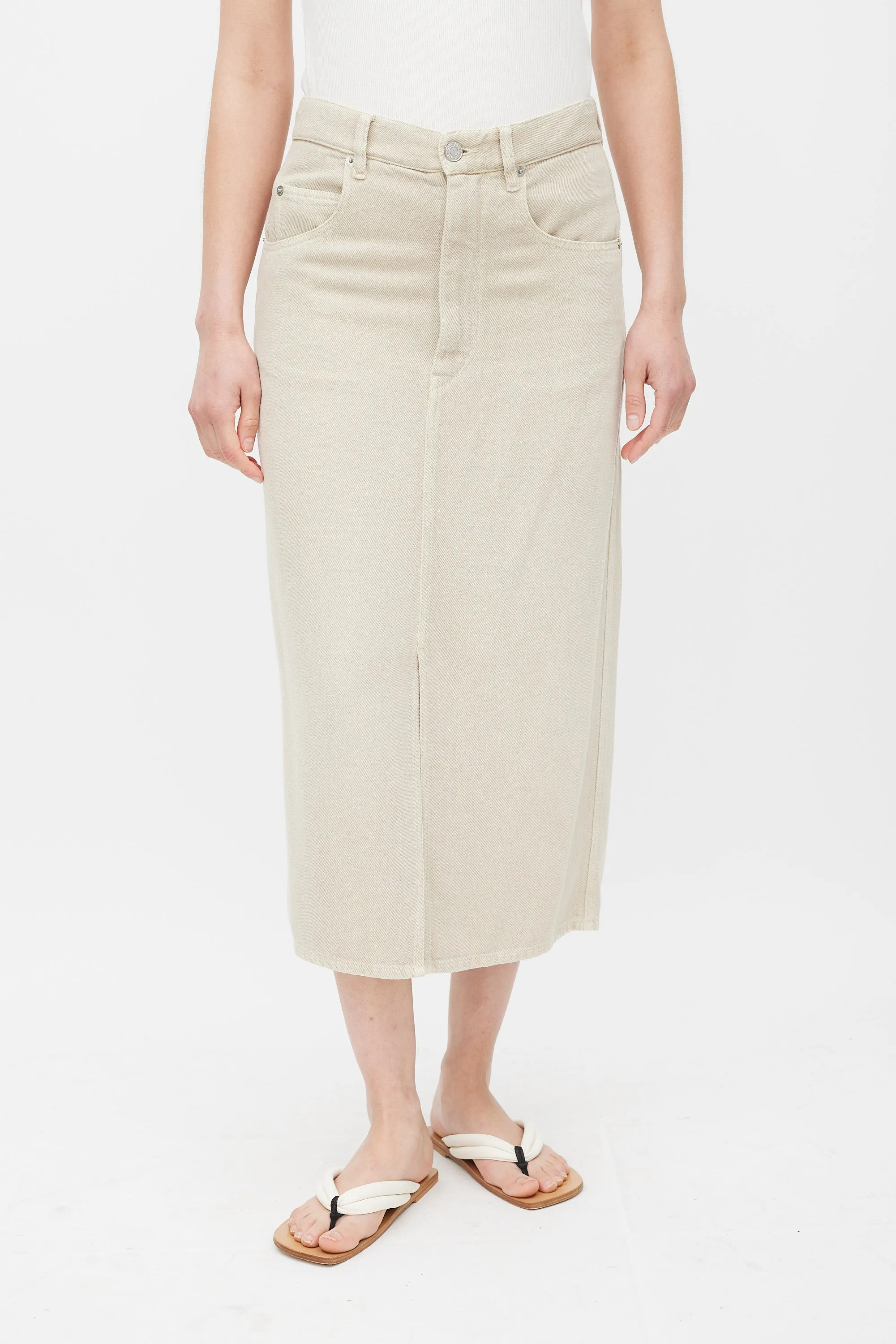Beige Slit Maxi Skirt