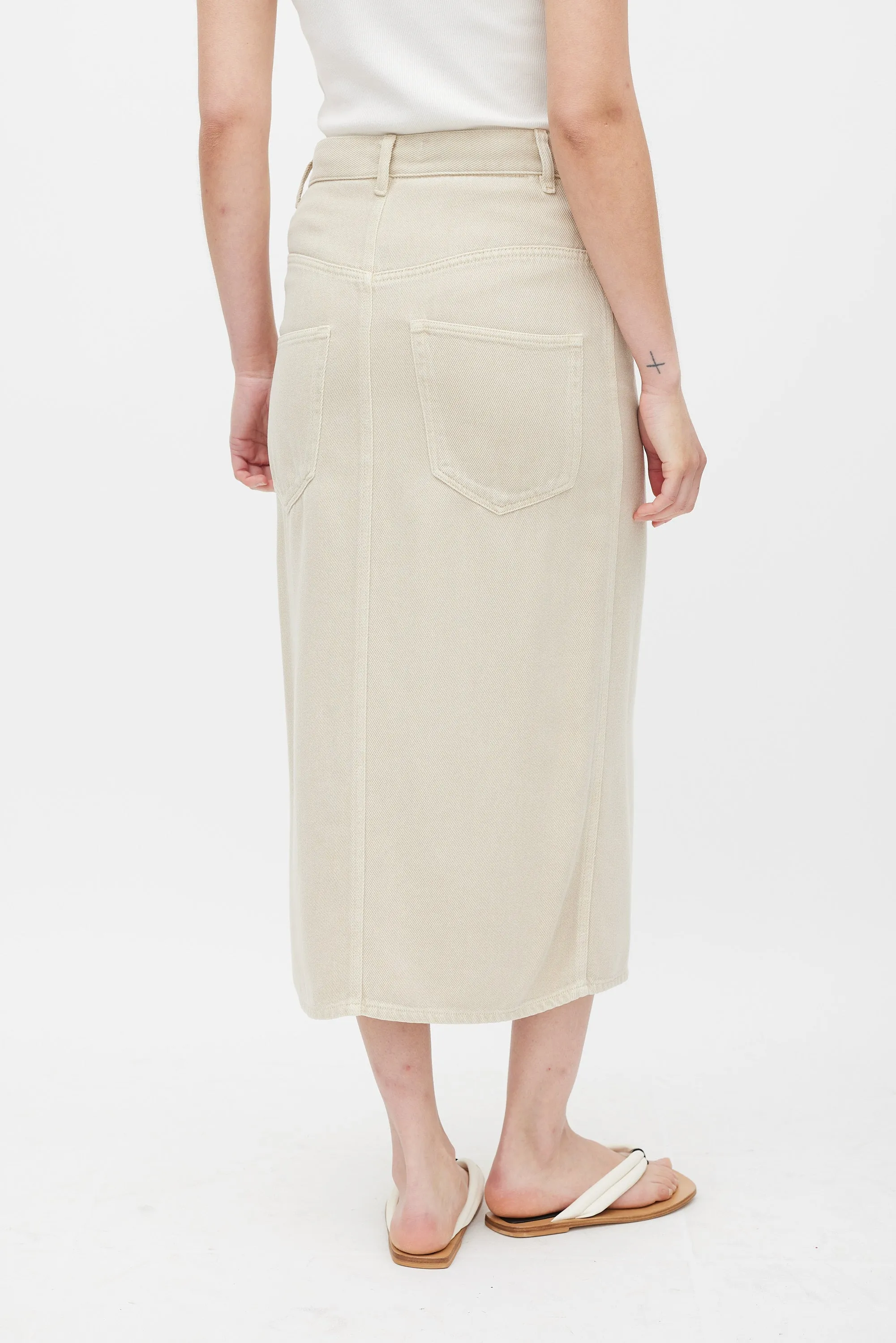 Beige Slit Maxi Skirt