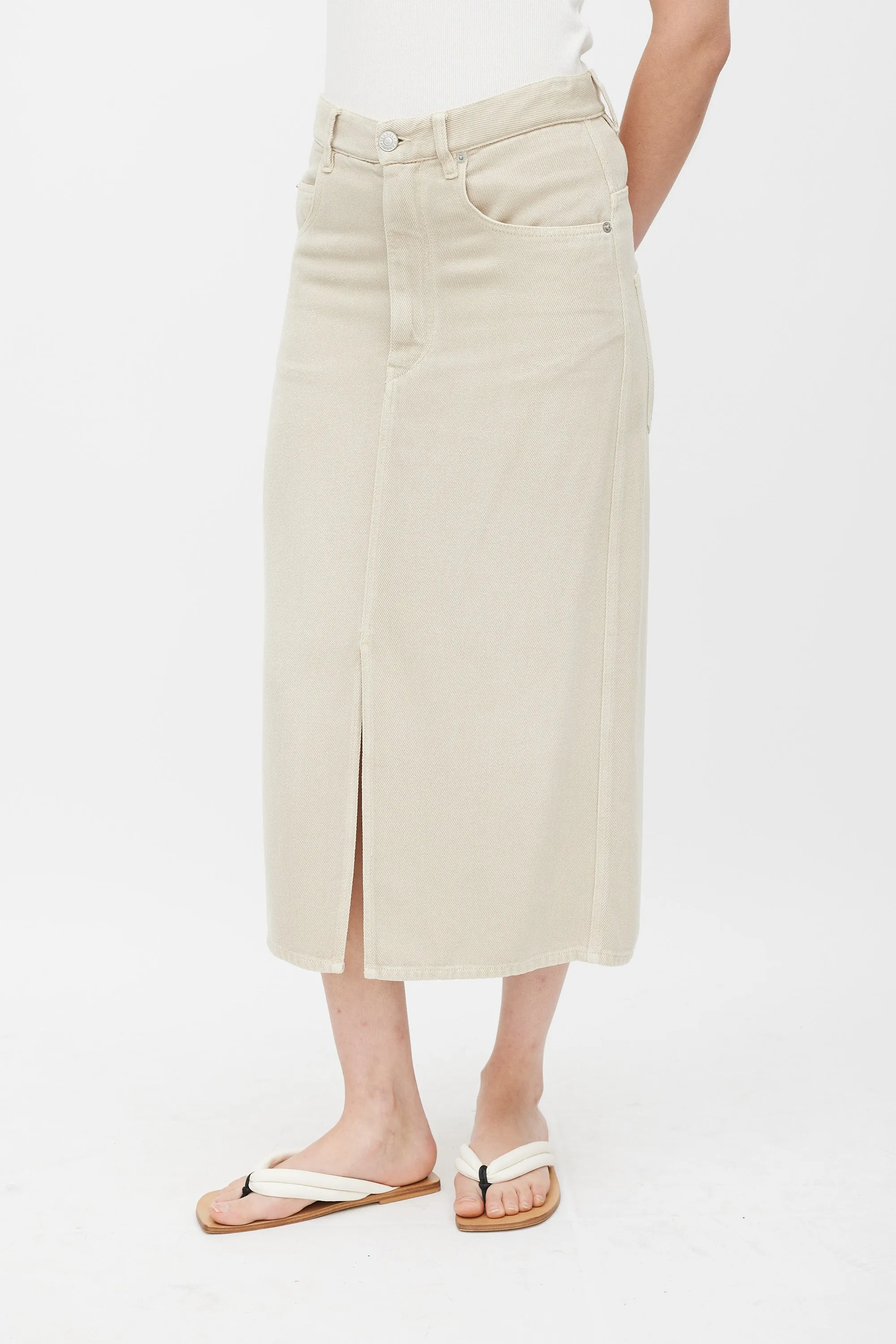 Beige Slit Maxi Skirt