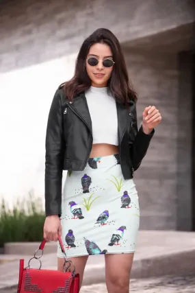 Bird Pattern Pencil Skirt
