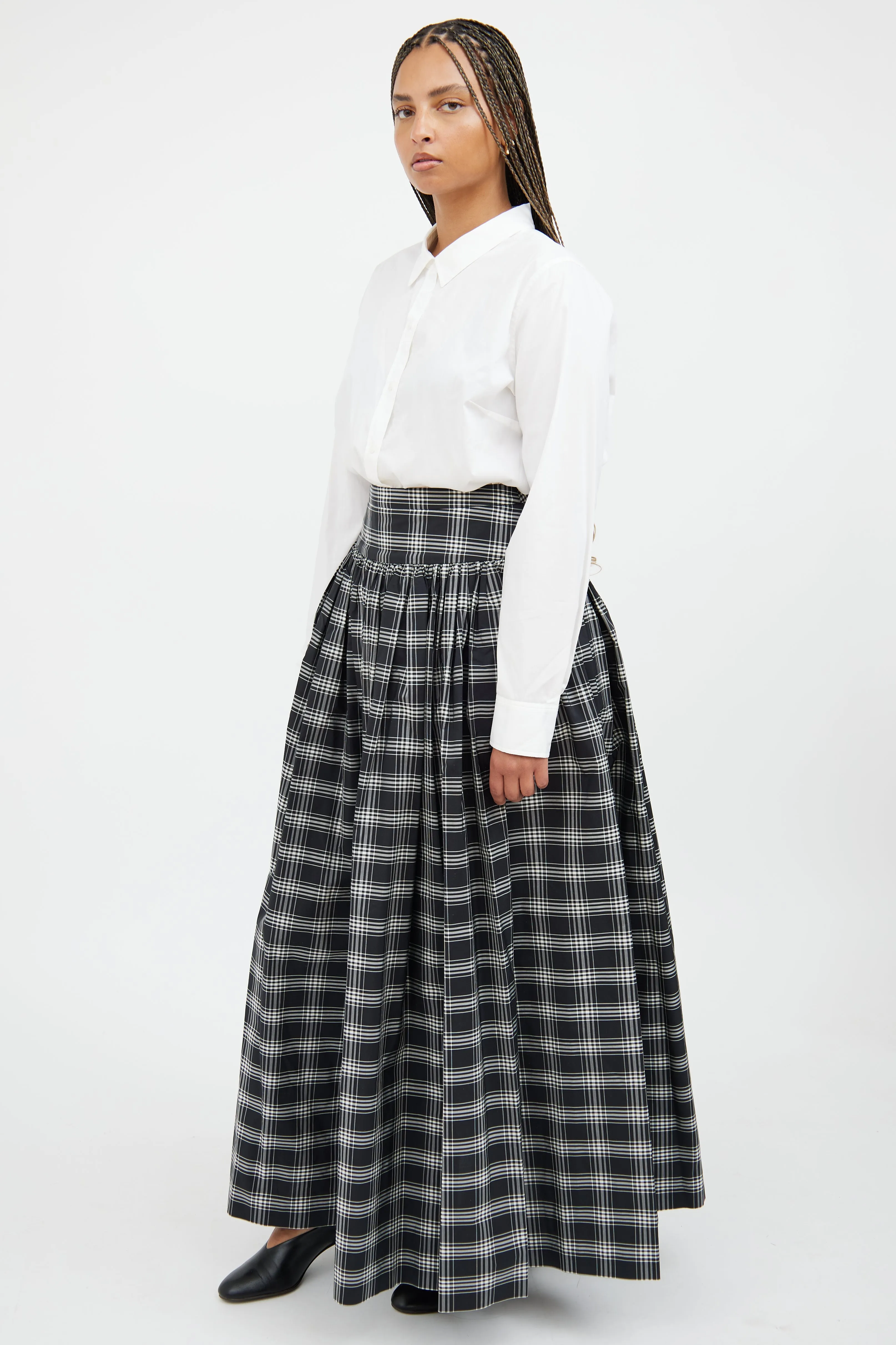 Black & White Plaid Ruffle Skirt