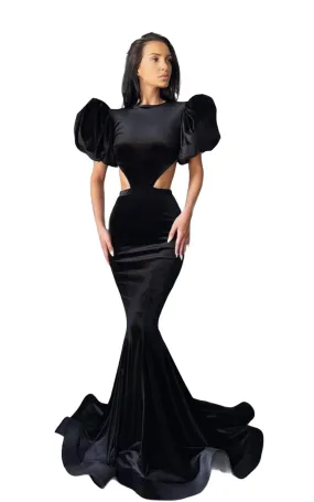 Black Velvet Evening Gown