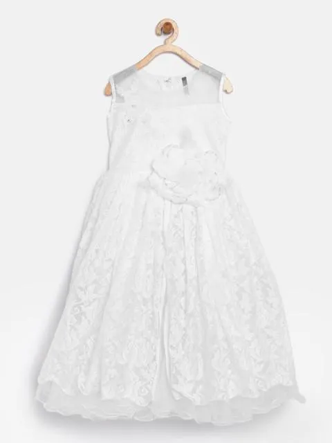 Branyork White Lace Fit and Flare Dress