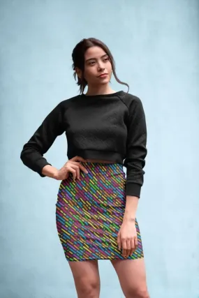 Colorful Rain 3 Pencil Skirt