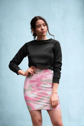 Dark Pink Camo Pencil Skirt