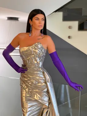 Elyse Sliver Evening Dresses  with Gloves