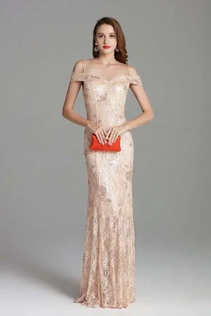 FashionSierra - Party Prom Embroidery Sequined Lace Fashion Long Dresses