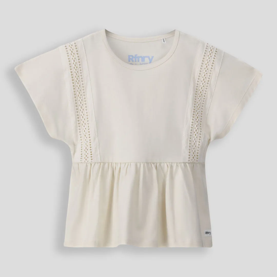 Girls Peplum Tee _ 155113 _ Stone