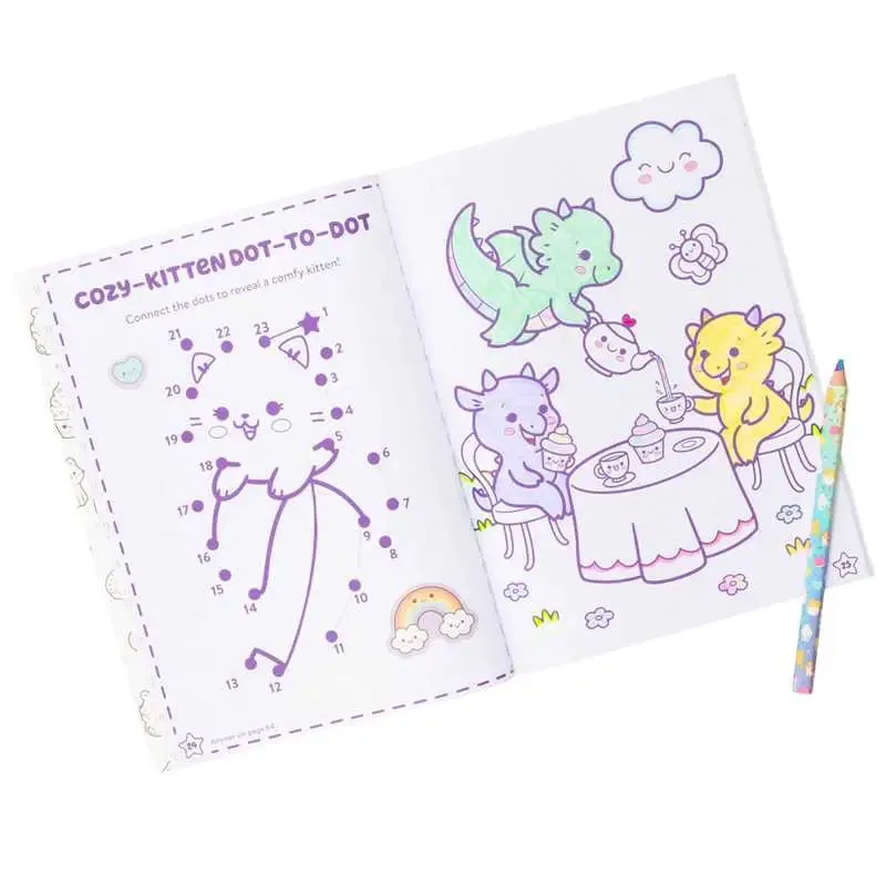 Kawaii Cuties: Coloring Book with Rainbow Pencil