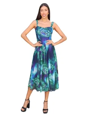 Lillian Sleeveless Tea Length Fit N Flare Paneled Dress