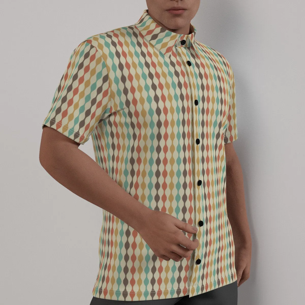 Retro Shirt Men, Retro Top Men, 60s Top Men, 60s style shirt, Wavy Stripe Shirt Men, Geometric Shirt Men, Mid Century Top, 60s inspired Top