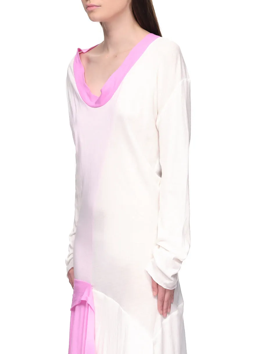 Scoop Neck Maxi Dress (D04-WHITE-PINK)