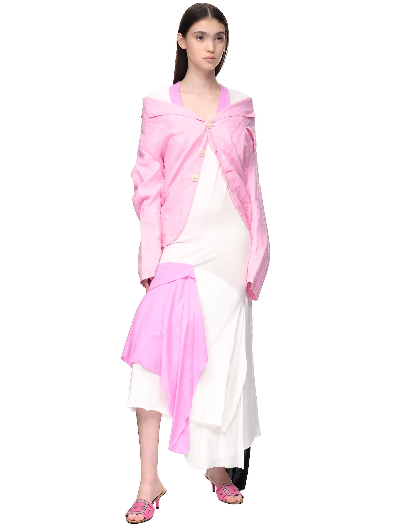 Scoop Neck Maxi Dress (D04-WHITE-PINK)