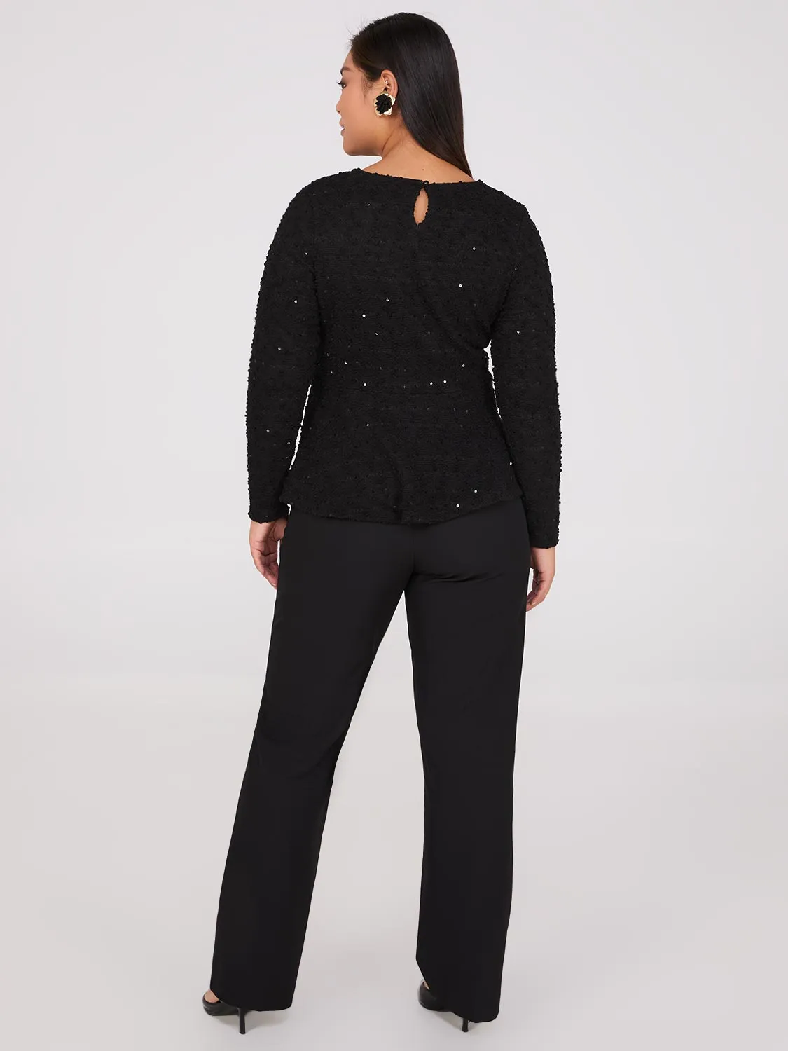 Sequin Boucle Peplum Top