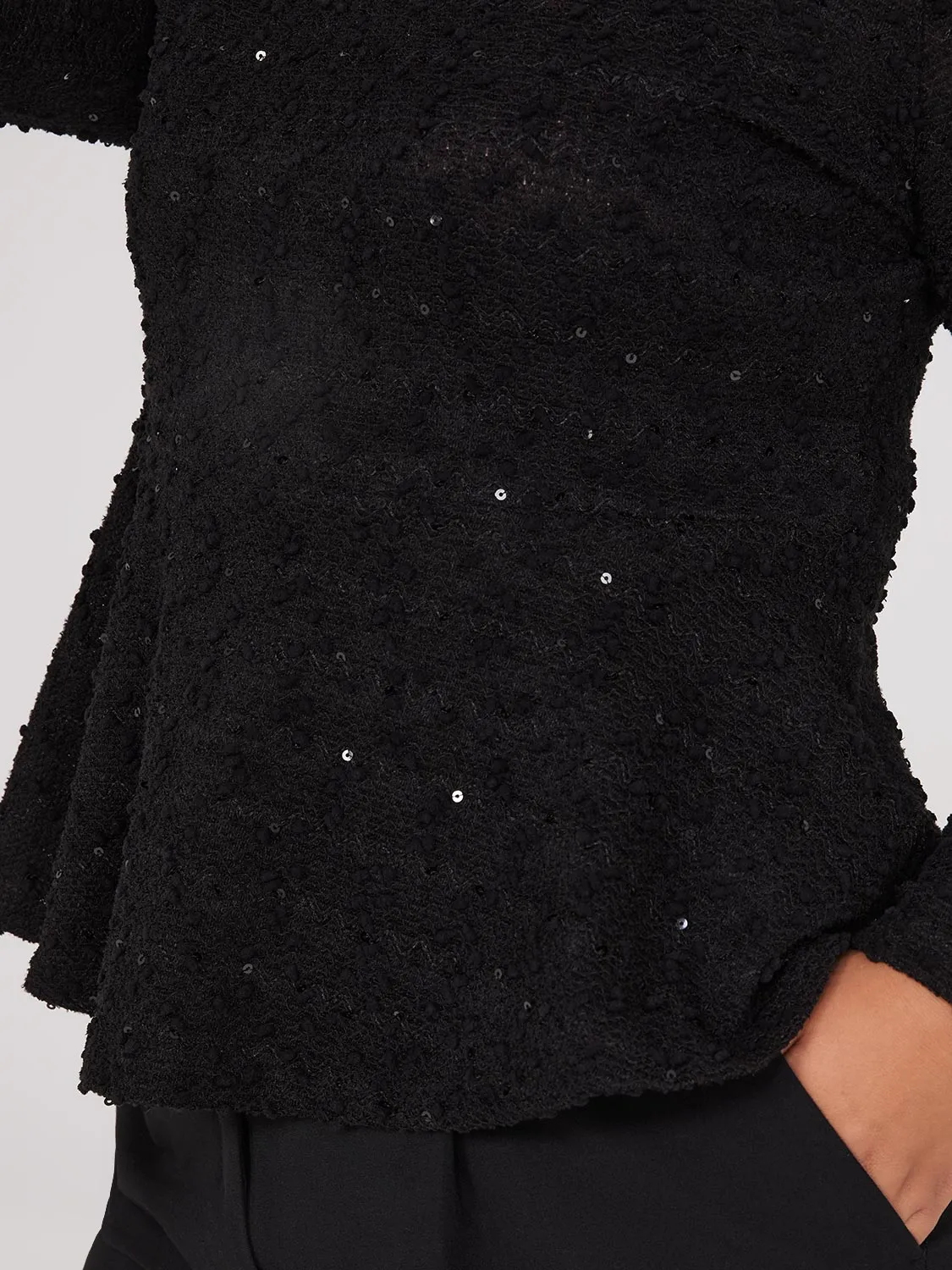 Sequin Boucle Peplum Top