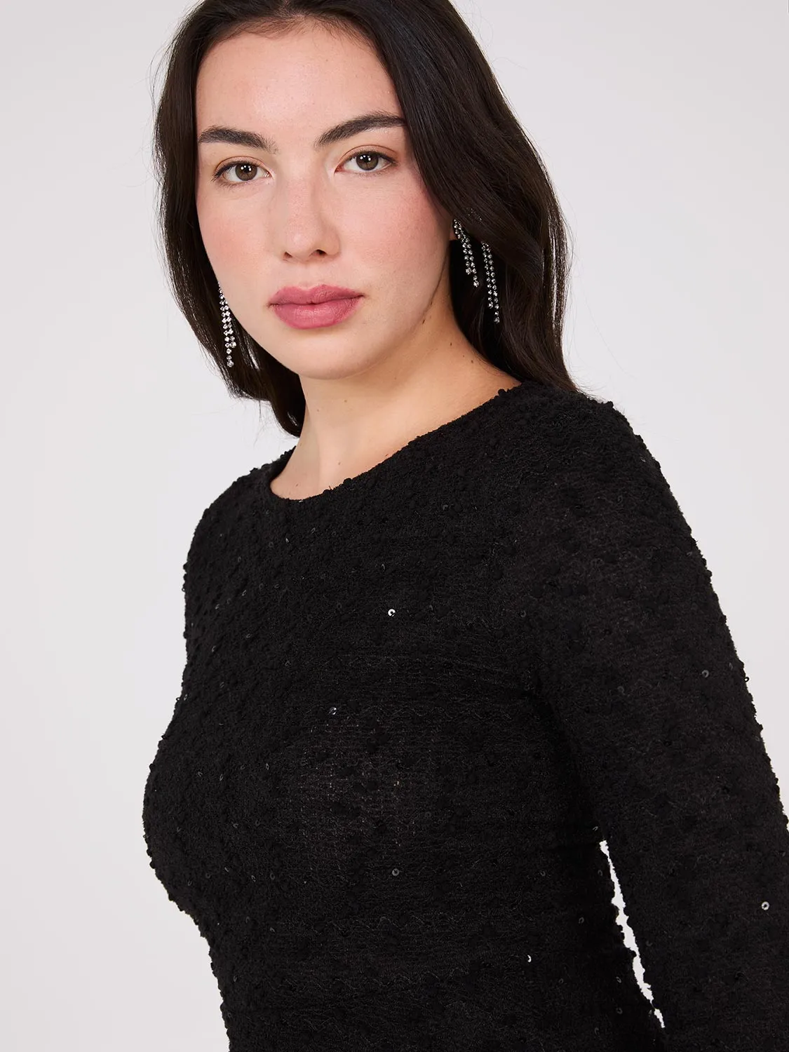 Sequin Boucle Peplum Top