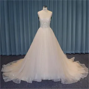 Shiny Luxury Wedding Dress with Spaghetti Straps