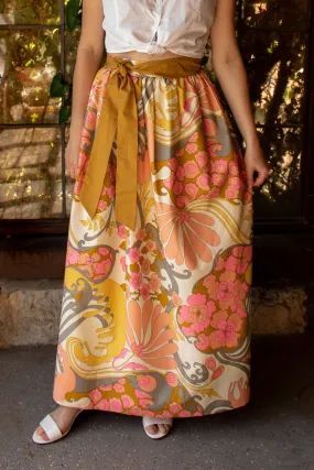 Vintage 1970s Psychedelic Floral Skirt - Small